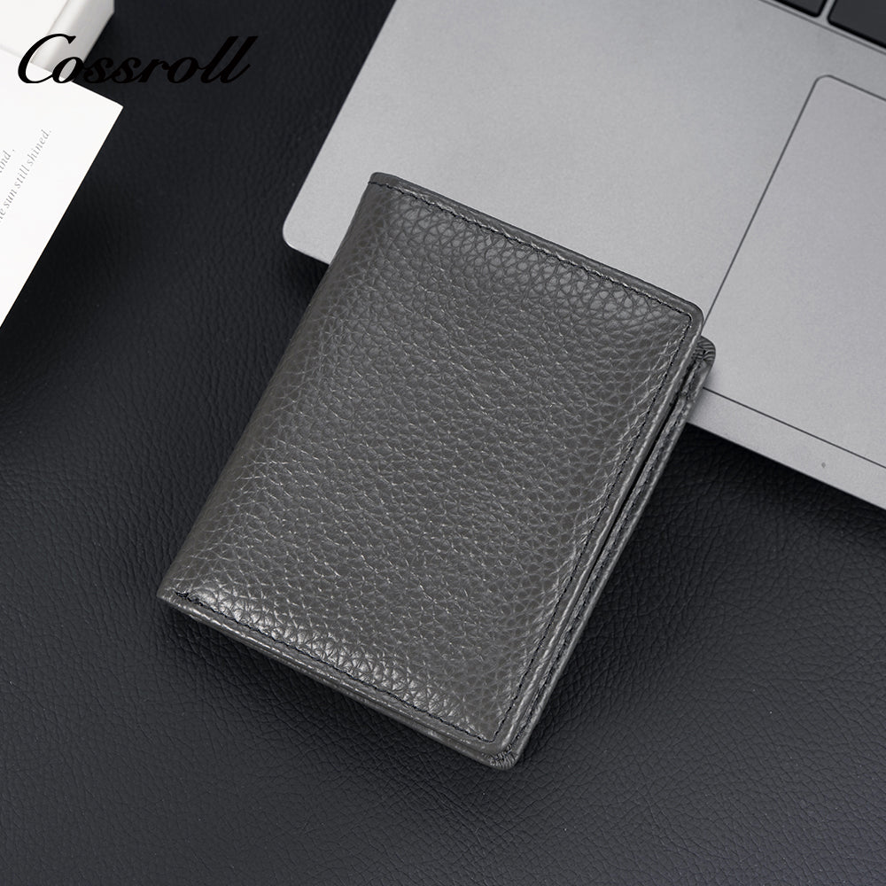 Genuine leather wallet for women short style zipper closure large capacity multiple card slots anti-theft