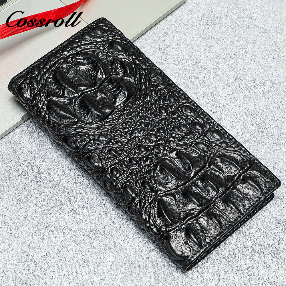Crocodile Men's Wallet Handmade Genuine Crocodile Print Money Clip Business Large Capacity Leather Wallet
