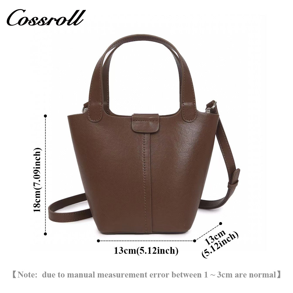 Vegetable Basket Bag Female Genuine Leather Commuter Niche Design Bucket Bag Head Layer Cowhide Single Shoulder Crossbody Bag