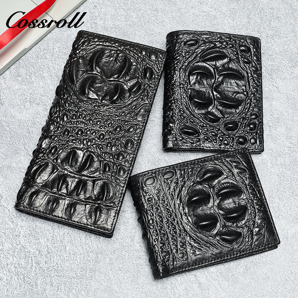 Crocodile Men's Wallet Handmade Genuine Crocodile Print Money Clip Business Large Capacity Leather Wallet