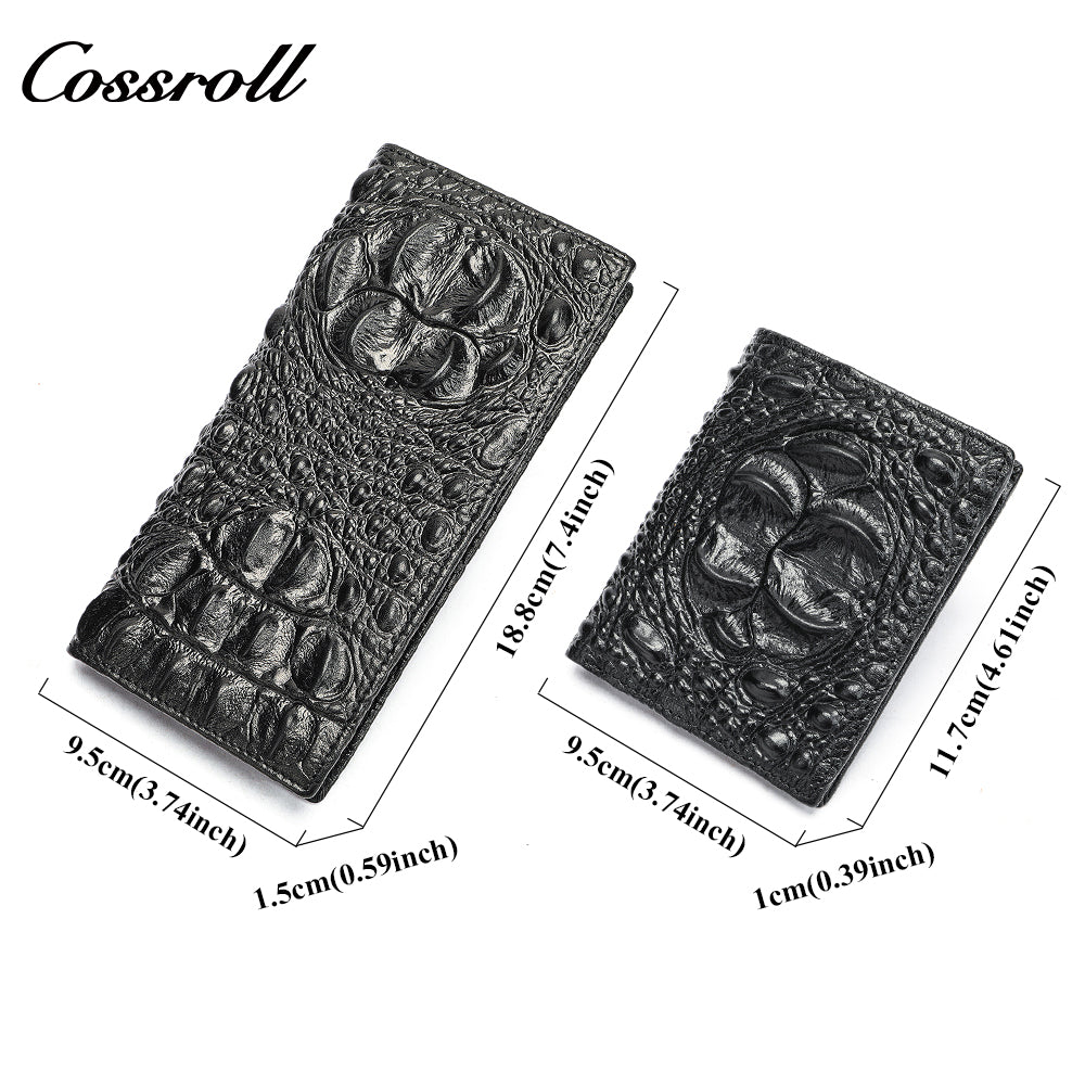 Crocodile Men's Wallet Handmade Genuine Crocodile Print Money Clip Business Large Capacity Leather Wallet