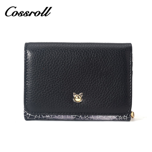 2024 new leather ultra-thin three-fold short fashion folding wallet