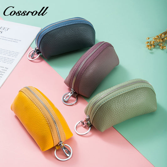 Multifunctional soft leather women's coin purse Small Key wallet Mini family car Large capacity leather zipper coin wallet