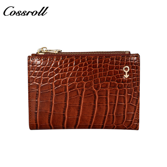 Women's short wallet stone pattern double zipper coin purse fashion card wallet money clip