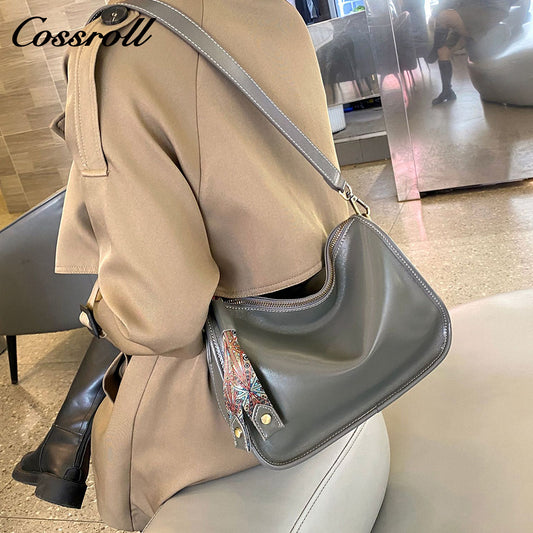 Korean tide with niche soft leather lychee grain shoulder crossbody bag armpit bag