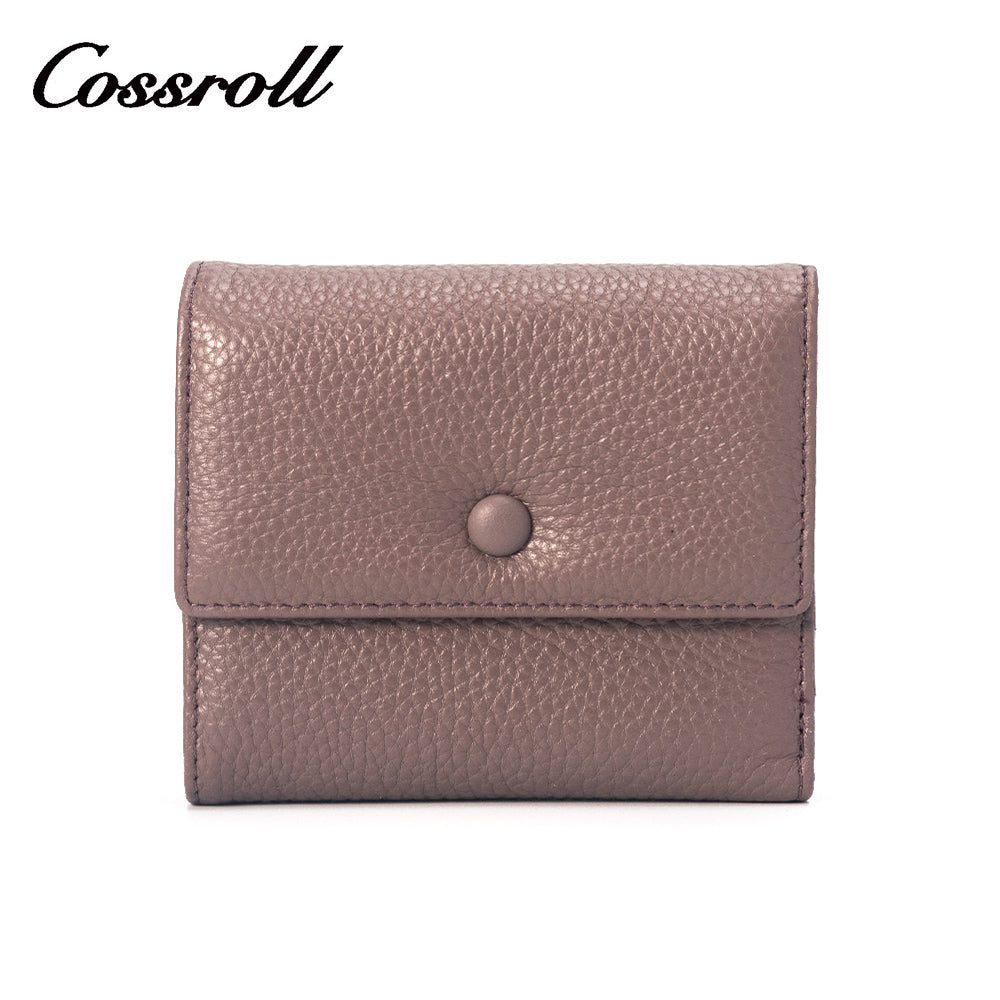 New Material Metal Pattern Short Wallet Genuine Leather