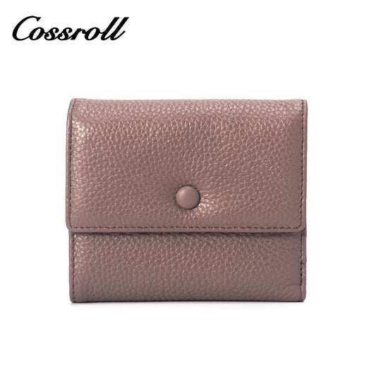 New Material Metal Pattern Short Wallet Genuine Leather