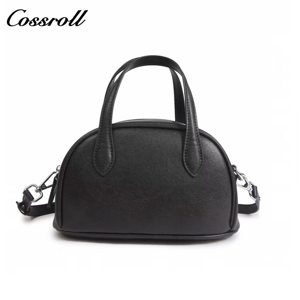 Genuine Leather Shoulder Crossbody Boston Bag Niche Vintage Tote Genuine Cowhide Bowling Bag