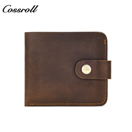 Cross-border Crazy Horse leather men's retro casual slim cowhide wallet