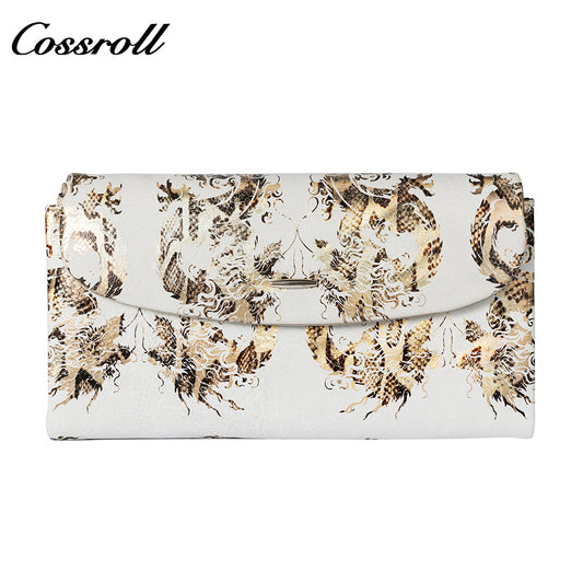 Professional Manufacturer large leather purse manufacturers custom geniune leather wallet Chinese vintage print purse