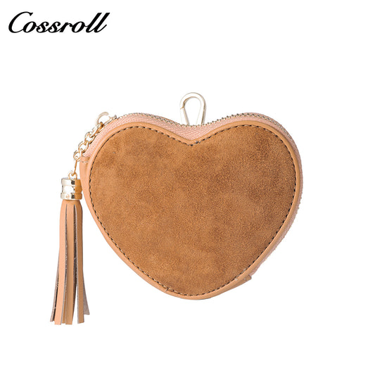 Women's Heart-Shaped Leather Coin Purse, Can Store Coins, Earphones, Lipstick, and Accessories