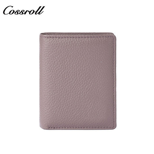 Genuine leather wallet for women short style zipper closure large capacity multiple card slots anti-theft