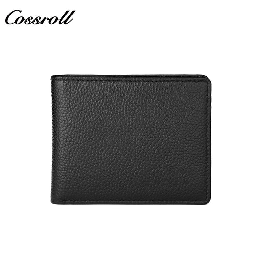 Cross-border men's short leather wallet horizontal wallet classic black head layer cowhide leisure
