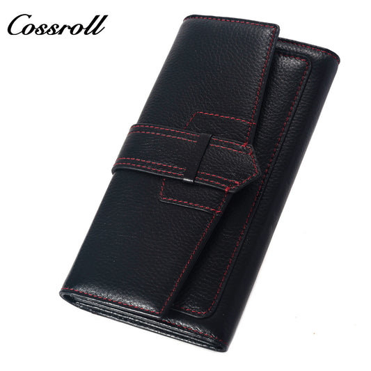 Innovative Design ladies purses multiple slots geniune leather wallet Lychee leather