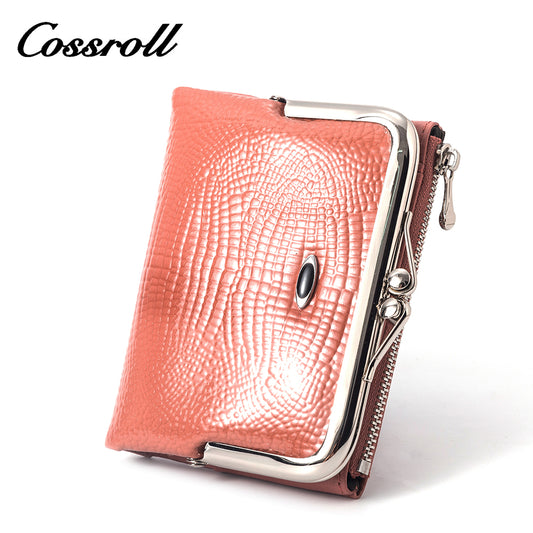 Customized Manufacturer leather luxury women small wallet crocodile texture Genuine Leather