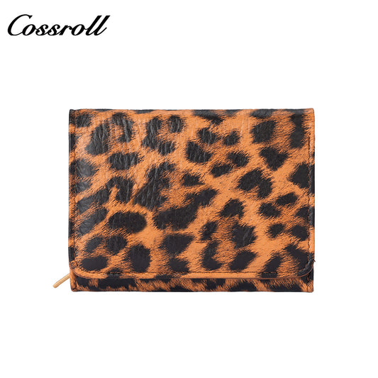 Women's Leopard Print Genuine Leather Wallet, Tri-fold, Large Capacity, Multi-functional, US Dollar Passport Wallet
