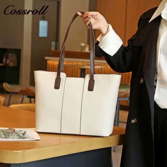 European and American style leather women's bag, shoulder and crossbody, simple design, large capacity