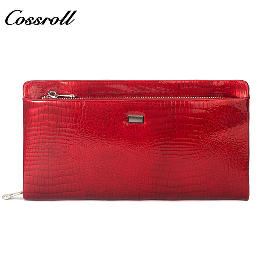 High Quality Wholesale Custom Cheap luxury leather crocodile texture patent leather
