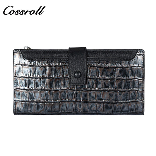 Light Luxury Premium Feeling Crocodile Print Long Women's Buckle Wallet Multi Card Position Clutch wallet