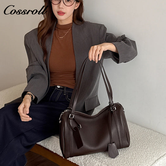 Casual genuine leather women's bag, versatile underarm bag, commuting shoulder bag, handbag