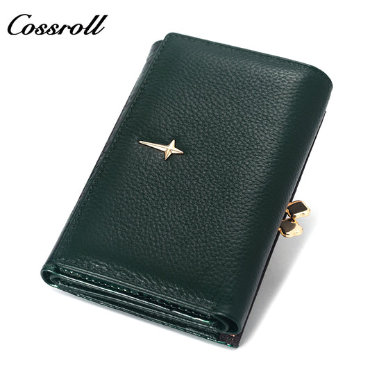 Innovative Design ladies purses multiple slots geniune leather wallet Lychee leather