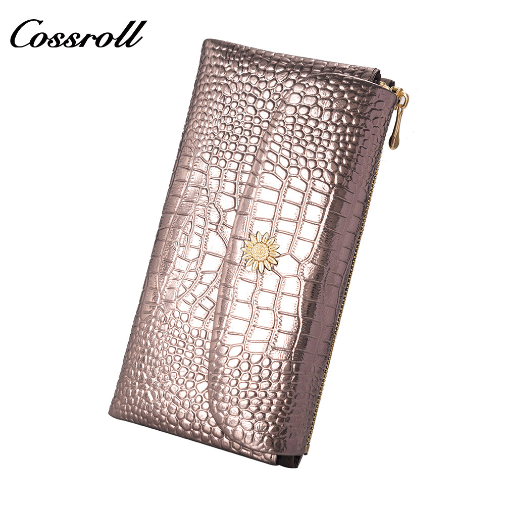 New Designed high women crocodile texture Genuine Leather