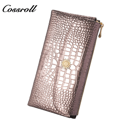 New Designed high women crocodile texture Genuine Leather