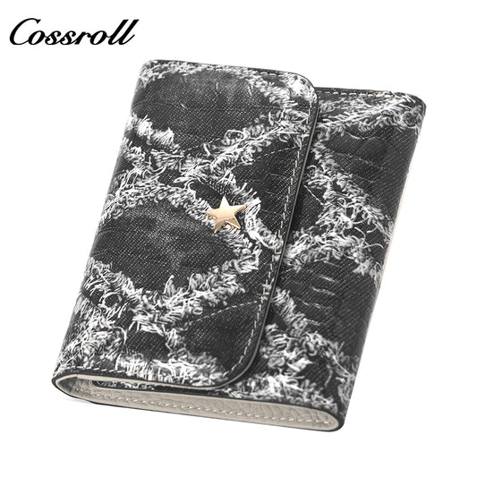Customized Manufacturer leather luxury women small wallet crocodile texture Genuine Leather