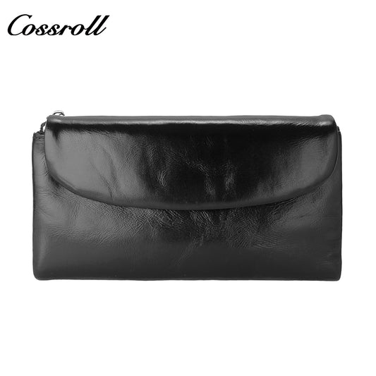 Women's wallet tri-fold long wallet Europe and the United States simple magnetic buckle multifunctional card space cowhide money clip