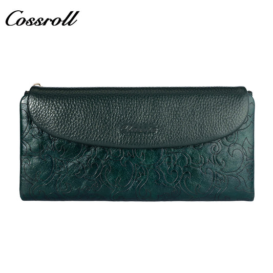 The Factory Produces genuine long card holder wallet geniune leather wallet