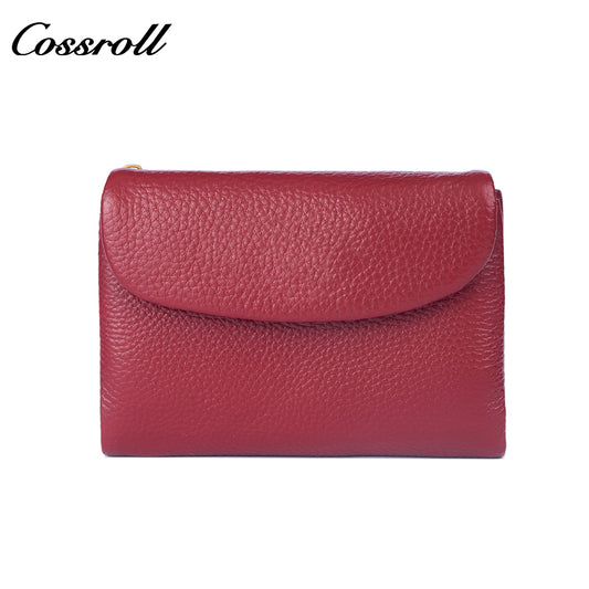 Genuine Leather Fashionable High-End Short Women's Wallet, Top Layer Soft Cowhide, Large Capacity