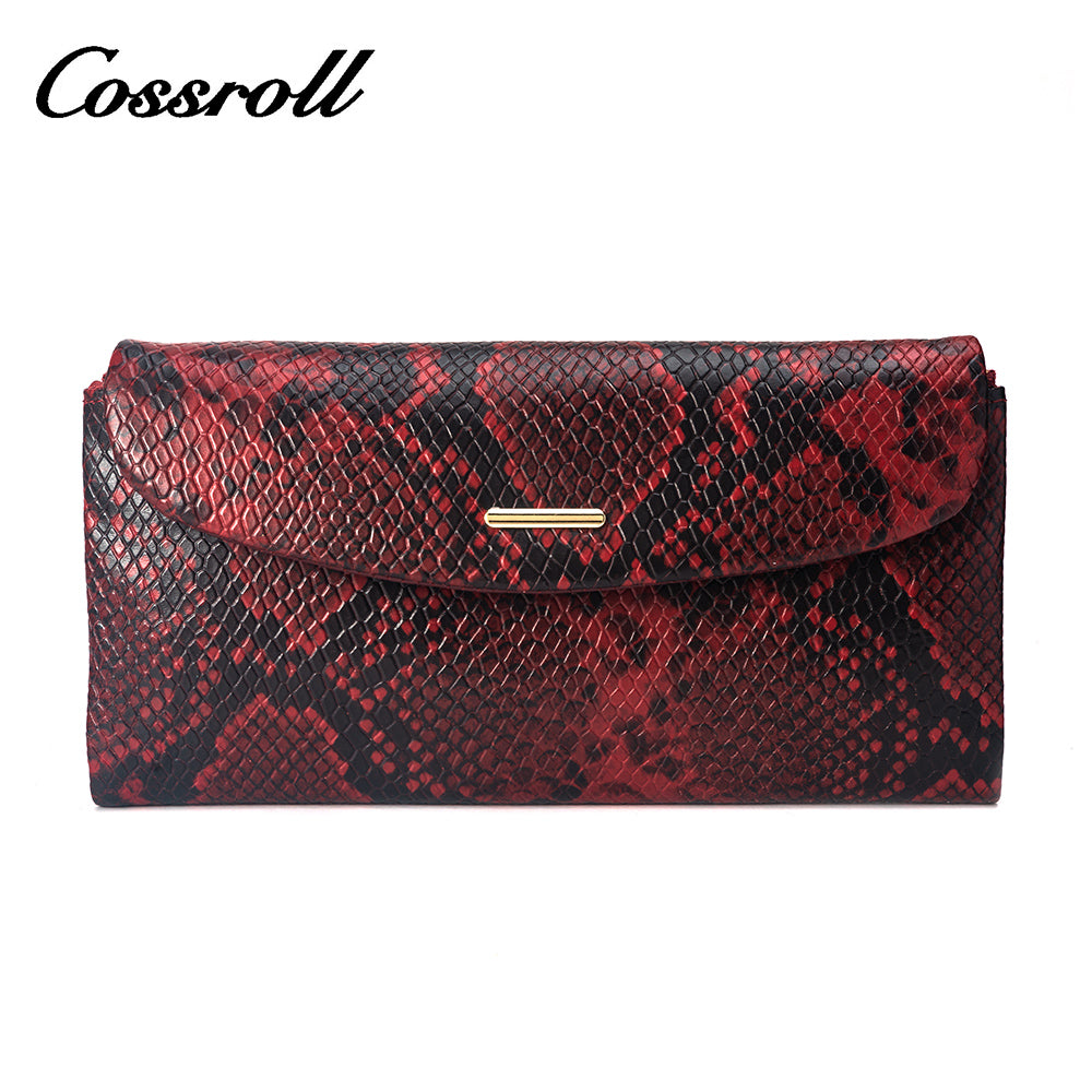 Factory direct sales of high quality luxury leather women python textured leather