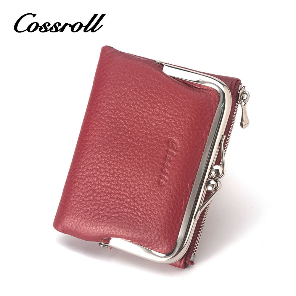 Wholesale Direct Sales red women's small leather bifold wallet With new materials