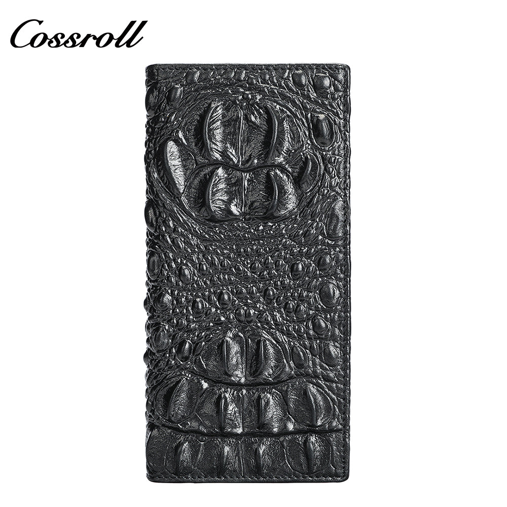 Crocodile Men's Wallet Handmade Genuine Crocodile Print Money Clip Business Large Capacity Leather Wallet