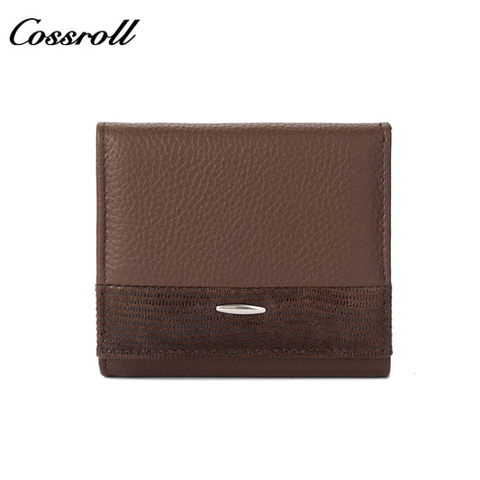 Genuine leather women's short bi-fold wallet, simple and versatile coin purse