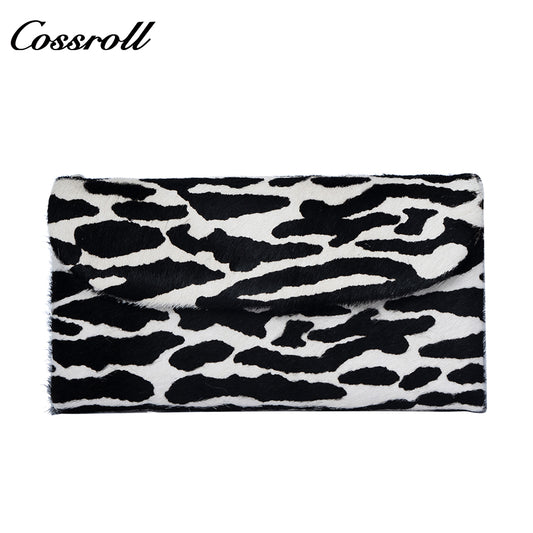 Genuine Leather Fashionable High-End Women's Wallet, Top Layer Soft Cowhide, Zebra Pattern, Large Capacity with Multiple Card Slots