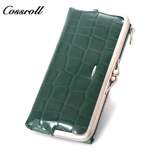 China Professional Customized luxury leather designer crocodile texture patent leather
