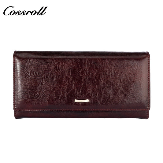 The Factory Produces genuine long card holder wallet geniune leather wallet