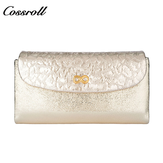 Cross Border Long Leather Wallet Head Layer Cowhide Women's Premium Feeling Glossy Clutch New Wallet Ladies Long Clip