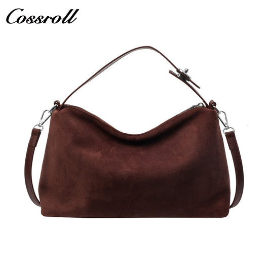 Premium sense of retro frosted deerskin velvet bag new niche underarm bag hundred trend fashion crossbody bag