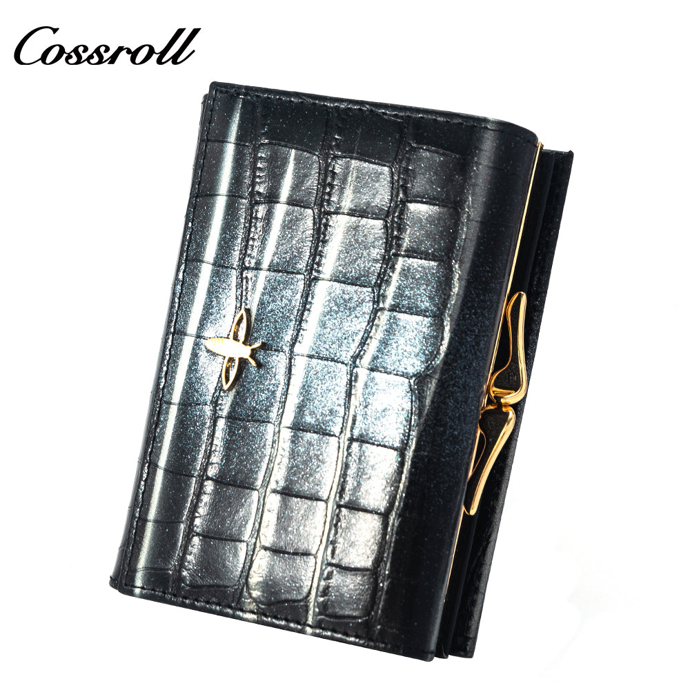 Customized Manufacturer leather luxury women small wallet crocodile texture Genuine Leather
