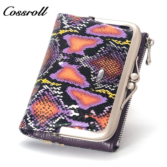 Manufacturers custom foreign trade new wallet female leather short snake wallet cowhide high-end wallet card wallet certificate wallet