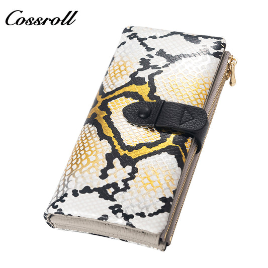The Factory Produces genuine long card holder wallet Python snake print geniune leather wallet