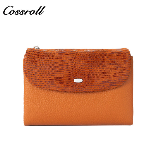 Women's Genuine Leather Coin Purse, Two-Tone Splicing, Multifunctional Card Holder