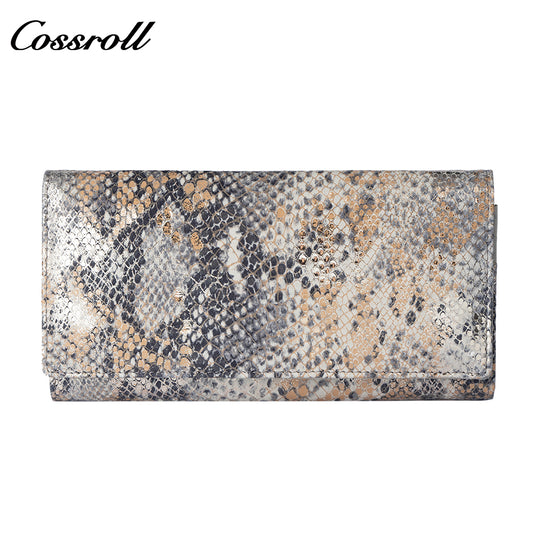 Premium Snakeskin Leather Long Wallet, Soft Cowhide, Large Capacity, Big Bill Wallet