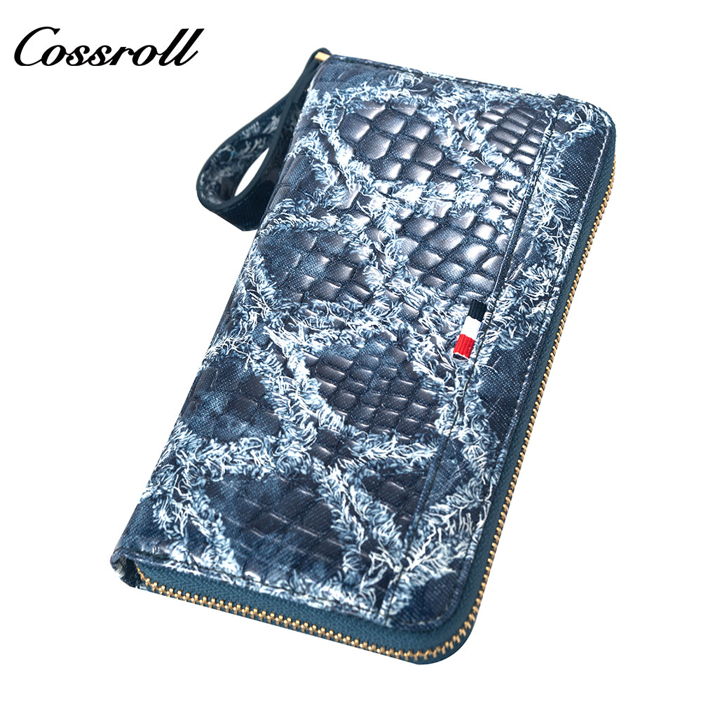 Comfortable New Design green personalised crocodile texture Genuine Leather