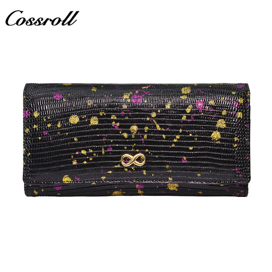 Cross-border small fresh women's long wallet multi card space clutch splash ink texture coin purse ladies money clip customized