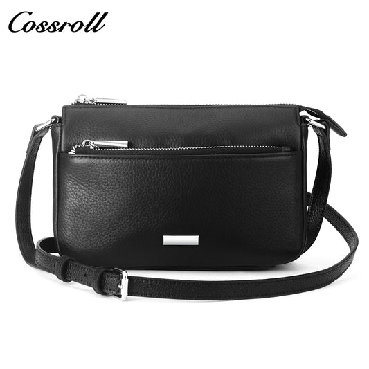 2024 New cowhide leather unisex bag large capacity crossbody bag fashion women's leather shoulder bag