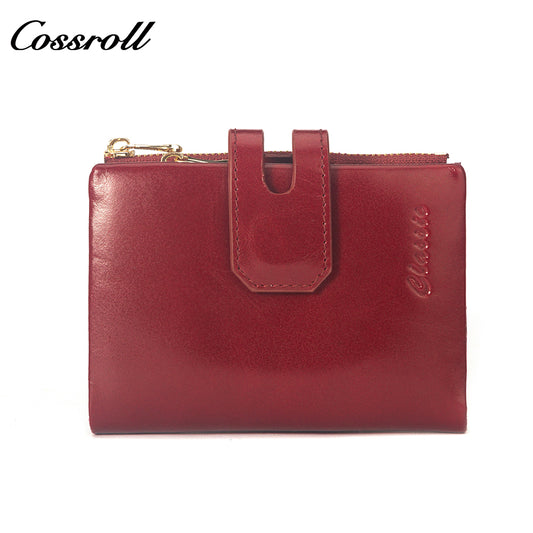 Popular Decorative genuine leather purse handmade long wallets oil wax leather ladies handmade Elegant