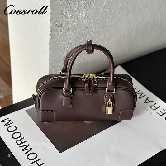 Genuine leather women's crossbody bag, new style cowhide Boston handbag